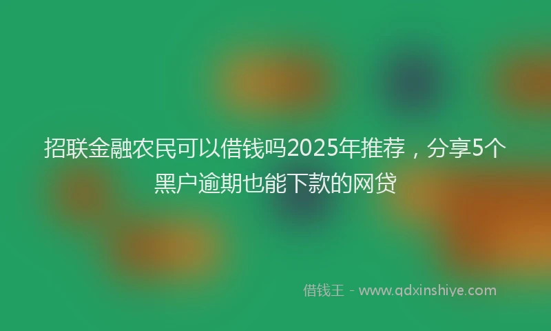 招联金融农民可以借钱吗2025年推荐，分享5个黑户逾期也能下款的网贷