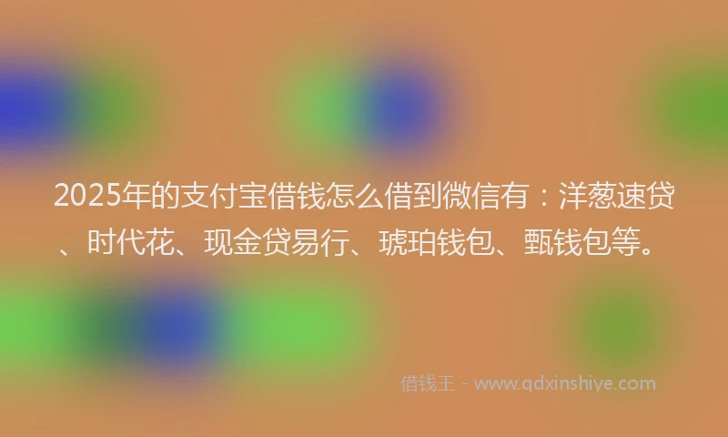 2025年的支付宝借钱怎么借到微信有：洋葱速贷、时代花、现金贷易行、琥珀钱包、甄钱包等。