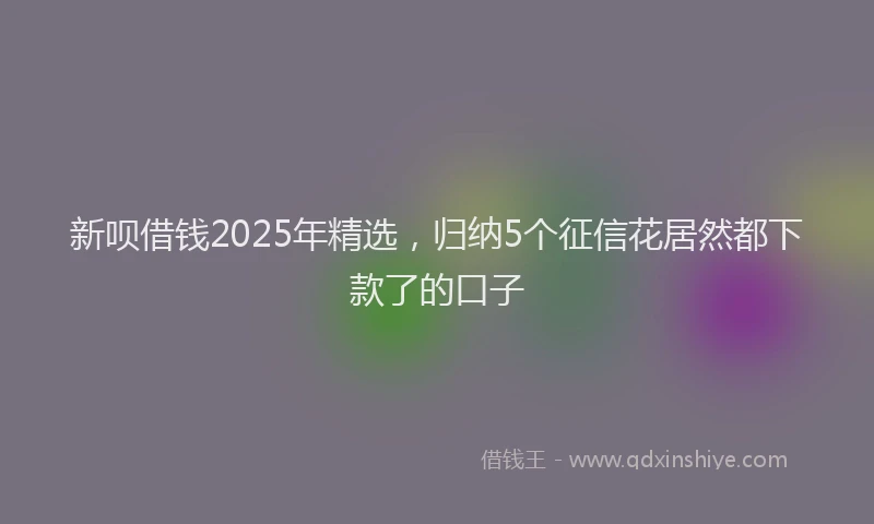 新呗借钱2025年精选，归纳5个征信花居然都下款了的口子