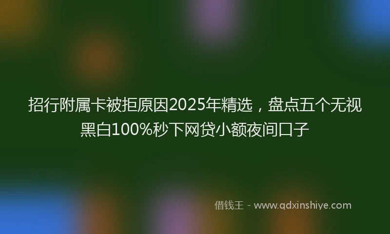 招行附属卡被拒原因2025年精选，盘点五个无视黑白100%秒下网贷小额夜间口子