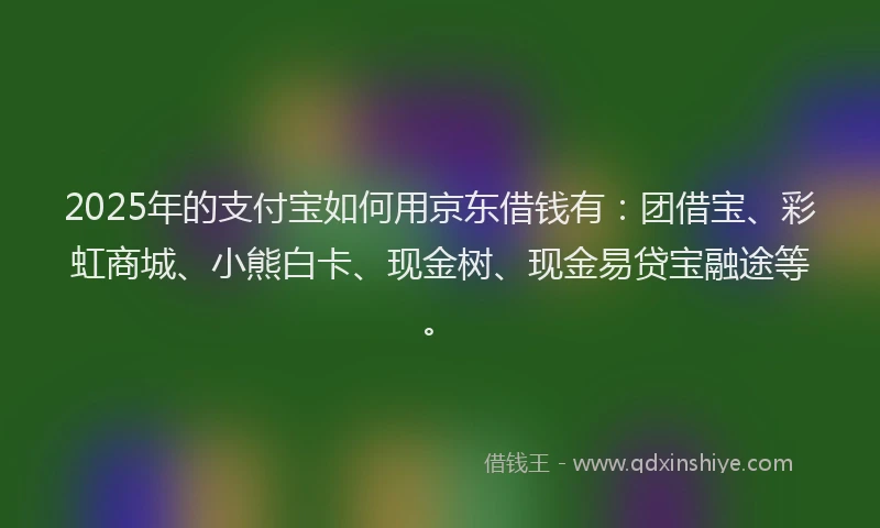 2025年的支付宝如何用京东借钱有：团借宝、彩虹商城、小熊白卡、现金树、现金易贷宝融途等。