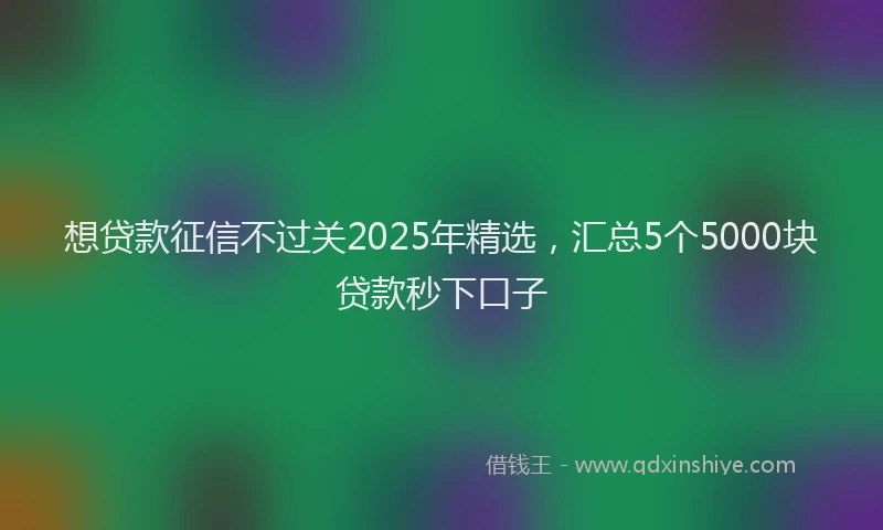 想贷款征信不过关2025年精选，汇总5个5000块贷款秒下口子