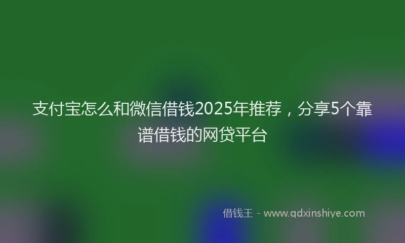 支付宝怎么和微信借钱2025年推荐，分享5个靠谱借钱的网贷平台