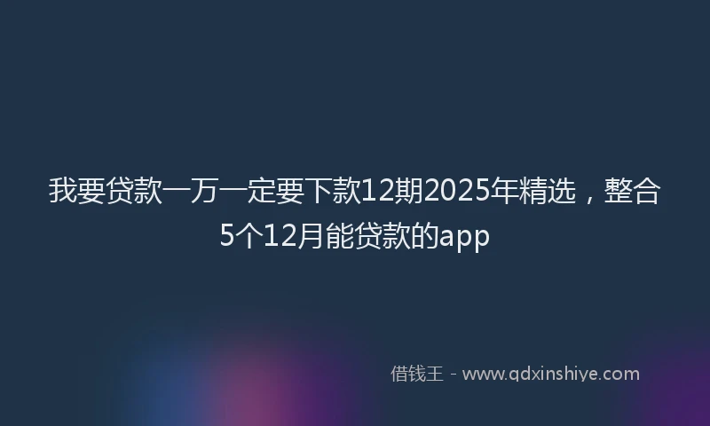 我要贷款一万一定要下款12期2025年精选，整合5个12月能贷款的app