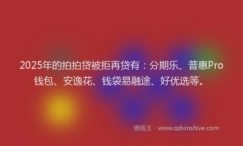 2025年的拍拍贷被拒再贷有：分期乐、普惠Pro钱包、安逸花、钱袋易融途、好优选等。