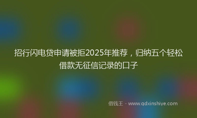 招行闪电贷申请被拒2025年推荐，归纳五个轻松借款无征信记录的口子