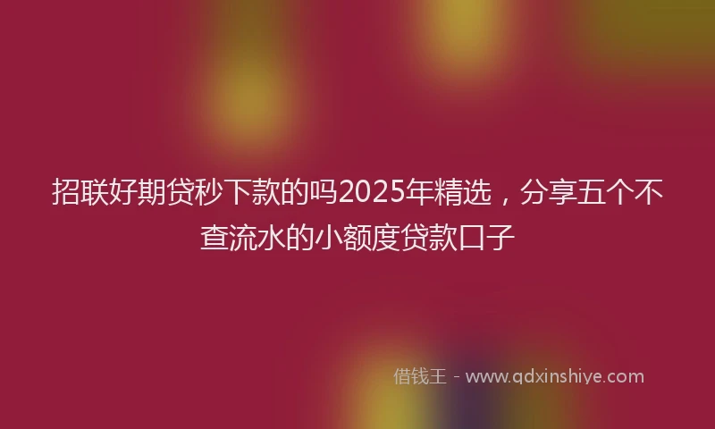 招联好期贷秒下款的吗2025年精选，分享五个不查流水的小额度贷款口子