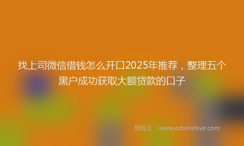 找上司微信借钱怎么开口2025年推荐，整理五个黑户成功获取大额贷款的口子
