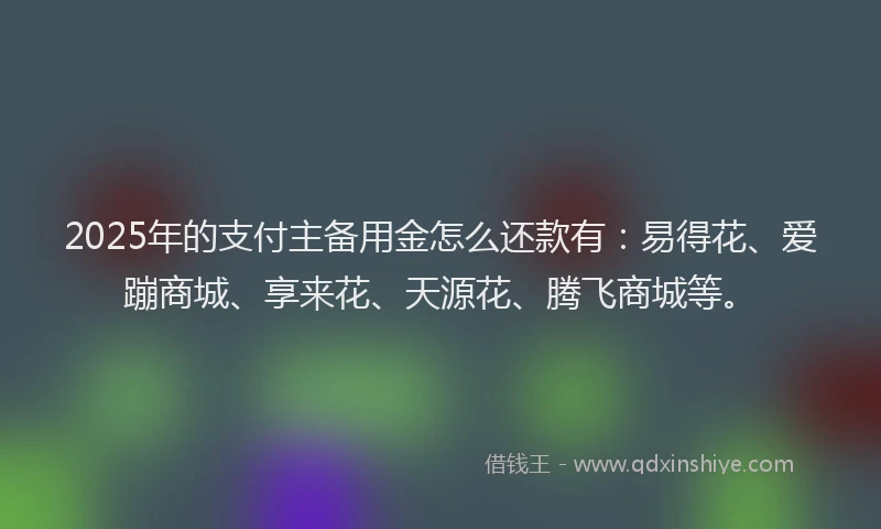 2025年的支付主备用金怎么还款有：易得花、爱蹦商城、享来花、天源花、腾飞商城等。