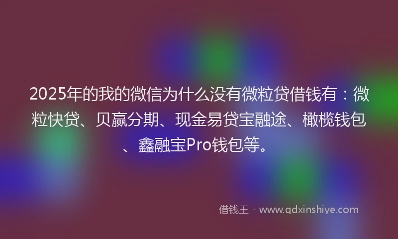 2025年的我的微信为什么没有微粒贷借钱有：微粒快贷、贝赢分期、现金易贷宝融途、橄榄钱包、鑫融宝Pro钱包等。