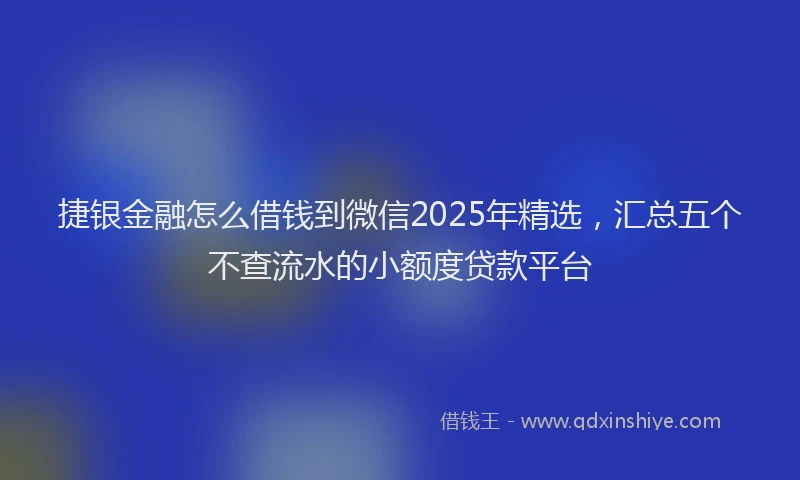捷银金融怎么借钱到微信2025年精选，汇总五个不查流水的小额度贷款平台