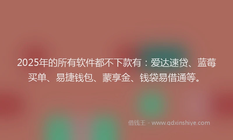 2025年的所有软件都不下款有：爱达速贷、蓝莓买单、易捷钱包、蒙享金、钱袋易借通等。