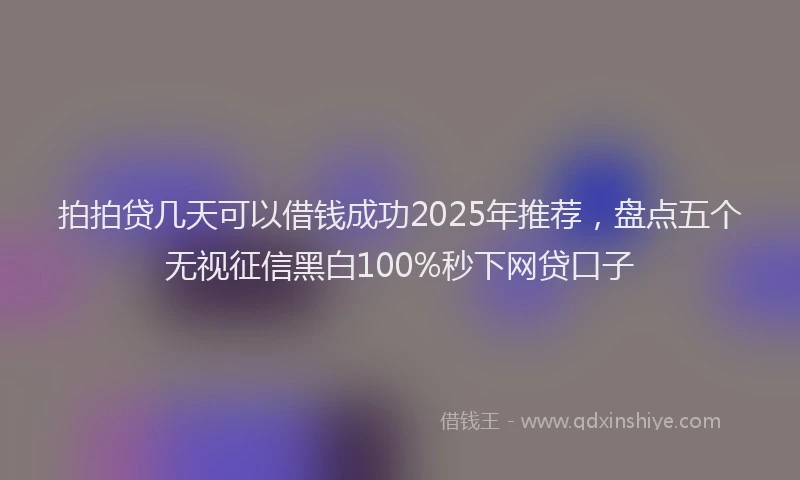 拍拍贷几天可以借钱成功2025年推荐，盘点五个无视征信黑白100%秒下网贷口子