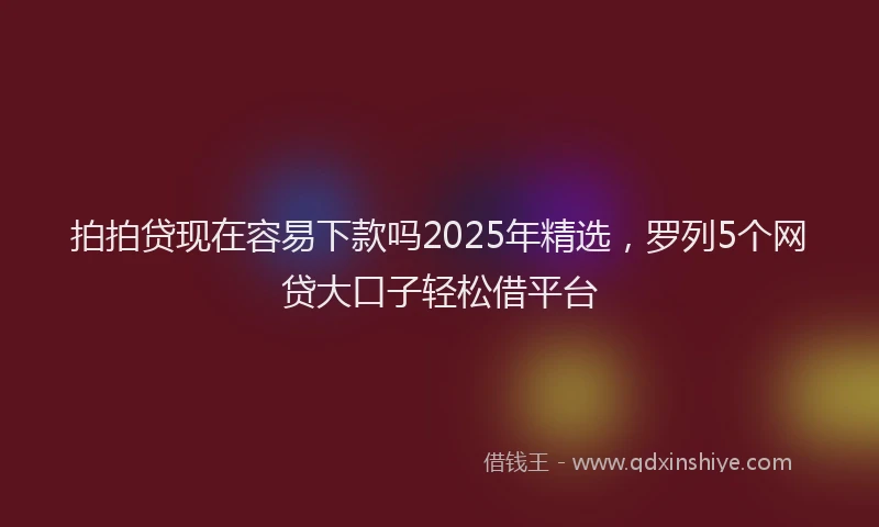 拍拍贷现在容易下款吗2025年精选，罗列5个网贷大口子轻松借平台