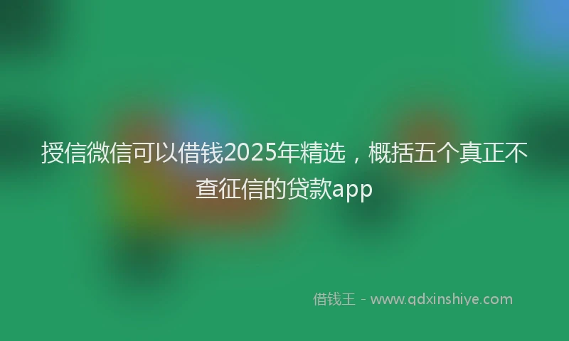 授信微信可以借钱2025年精选，概括五个真正不查征信的贷款app
