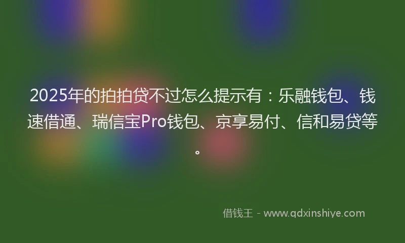 2025年的拍拍贷不过怎么提示有：乐融钱包、钱速借通、瑞信宝Pro钱包、京享易付、信和易贷等。
