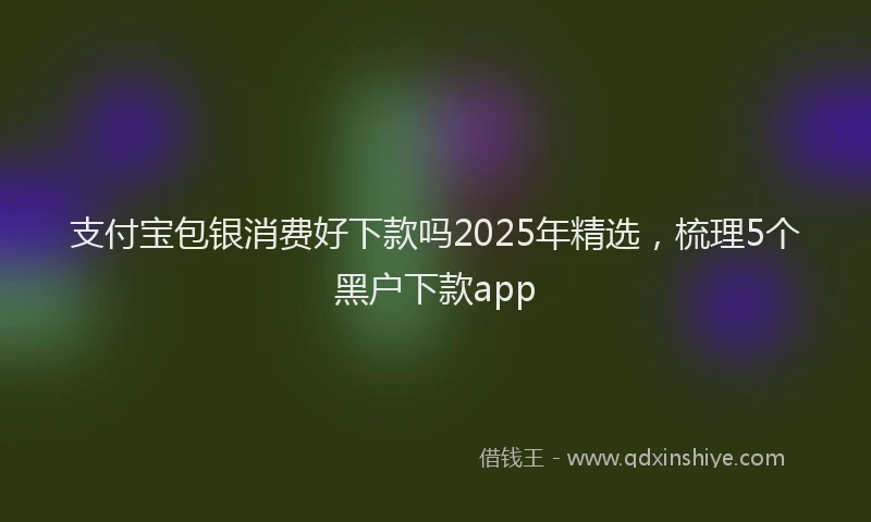 支付宝包银消费好下款吗2025年精选，梳理5个黑户下款app