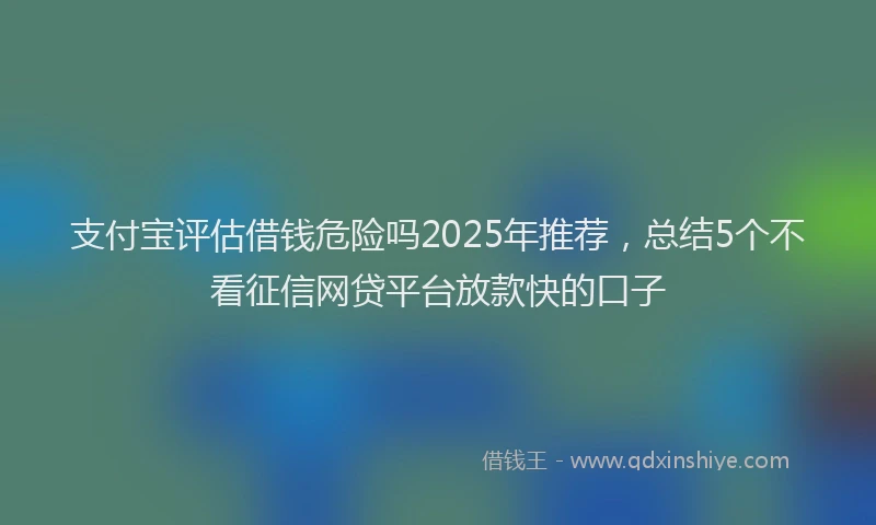 支付宝评估借钱危险吗2025年推荐，总结5个不看征信网贷平台放款快的口子