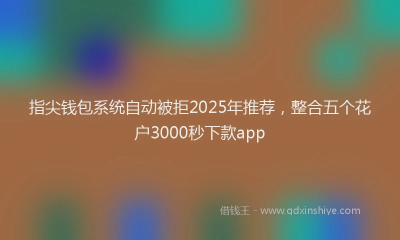 指尖钱包系统自动被拒2025年推荐，整合五个花户3000秒下款app