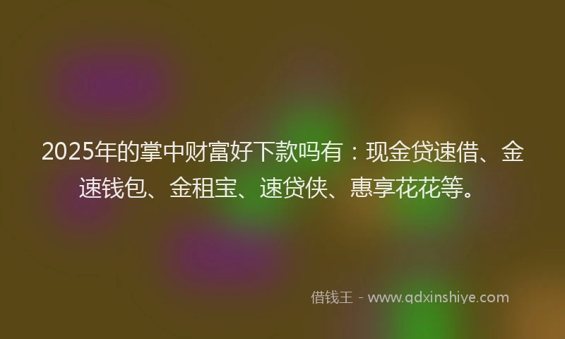 2025年的掌中财富好下款吗有：现金贷速借、金速钱包、金租宝、速贷侠、惠享花花等。