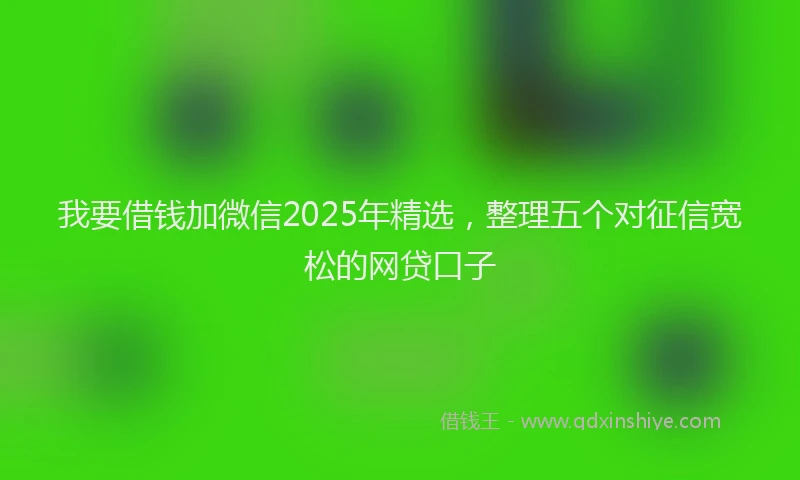 我要借钱加微信2025年精选，整理五个对征信宽松的网贷口子