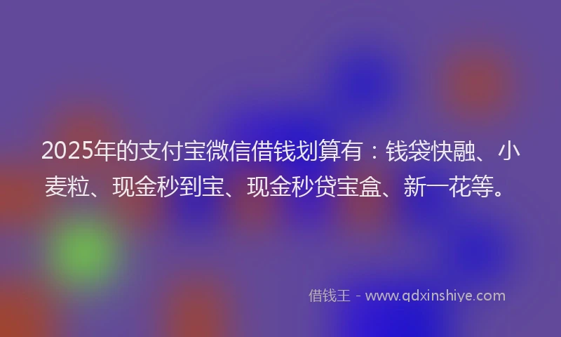 2025年的支付宝微信借钱划算有：钱袋快融、小麦粒、现金秒到宝、现金秒贷宝盒、新一花等。