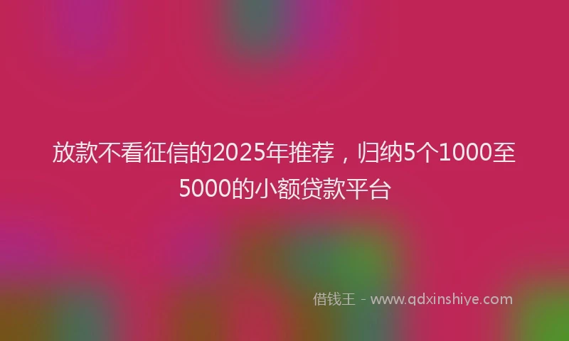 放款不看征信的2025年推荐，归纳5个1000至5000的小额贷款平台