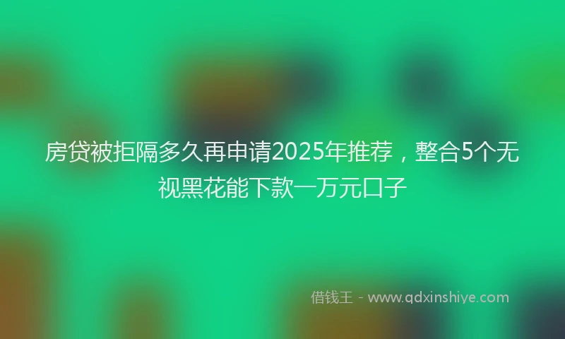 房贷被拒隔多久再申请2025年推荐，整合5个无视黑花能下款一万元口子