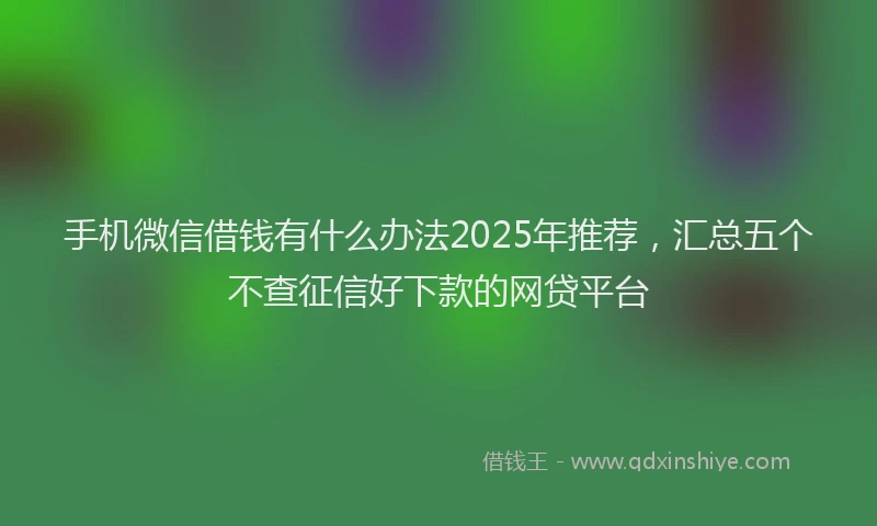 手机微信借钱有什么办法2025年推荐，汇总五个不查征信好下款的网贷平台