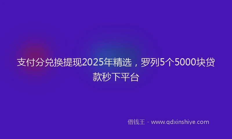 支付分兑换提现2025年精选，罗列5个5000块贷款秒下平台