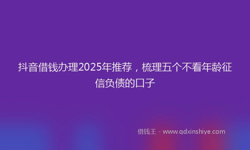 抖音借钱办理2025年推荐，梳理五个不看年龄征信负债的口子