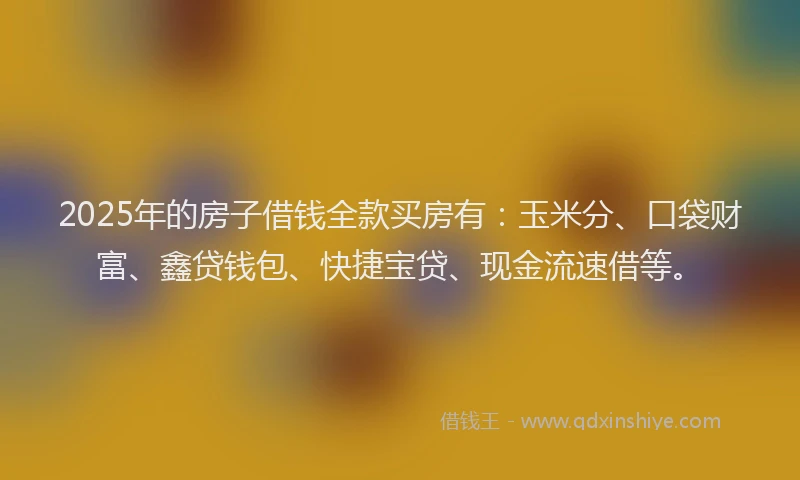 2025年的房子借钱全款买房有:玉米分、口袋财富、鑫贷钱包、快捷宝贷、现金流速借等。