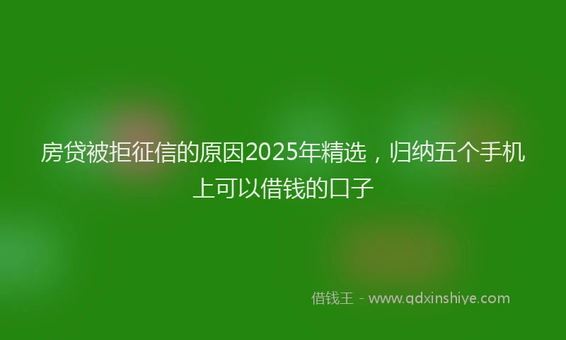 房贷被拒征信的原因2025年精选，归纳五个手机上可以借钱的口子