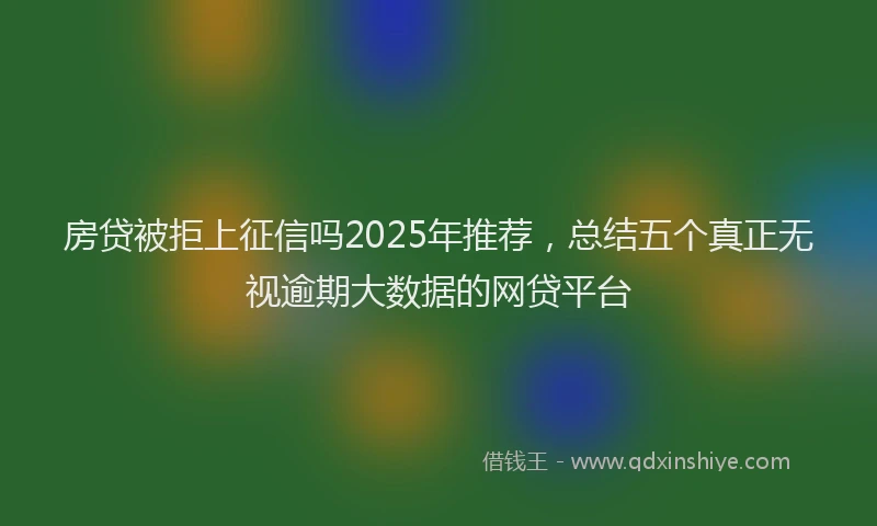 房贷被拒上征信吗2025年推荐，总结五个真正无视逾期大数据的网贷平台