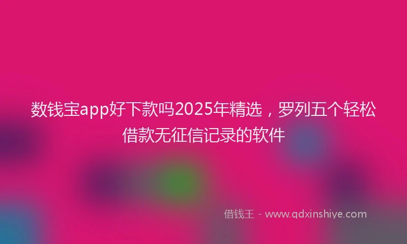 数钱宝app好下款吗2025年精选，罗列五个轻松借款无征信记录的软件