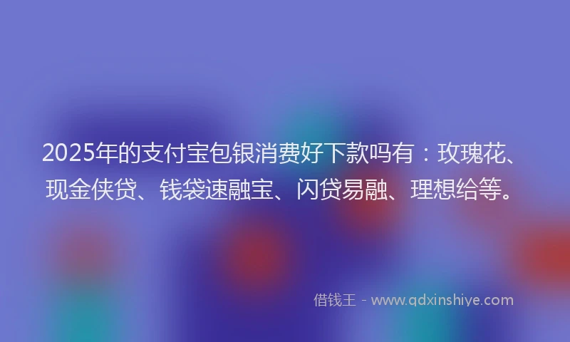 2025年的支付宝包银消费好下款吗有：玫瑰花、现金侠贷、钱袋速融宝、闪贷易融、理想给等。
