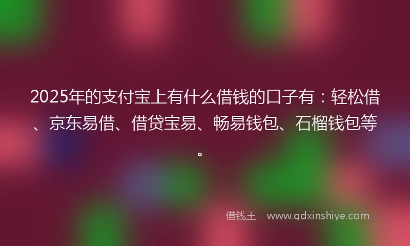 2025年的支付宝上有什么借钱的口子有：轻松借、京东易借、借贷宝易、畅易钱包、石榴钱包等。