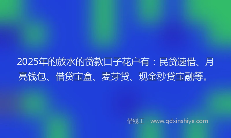 2025年的放水的贷款口子花户有：民贷速借、月亮钱包、借贷宝盒、麦芽贷、现金秒贷宝融等。