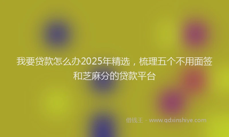 我要贷款怎么办2025年精选，梳理五个不用面签和芝麻分的贷款平台