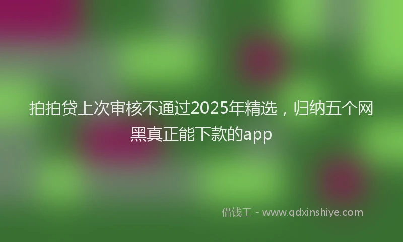 拍拍贷上次审核不通过2025年精选，归纳五个网黑真正能下款的app