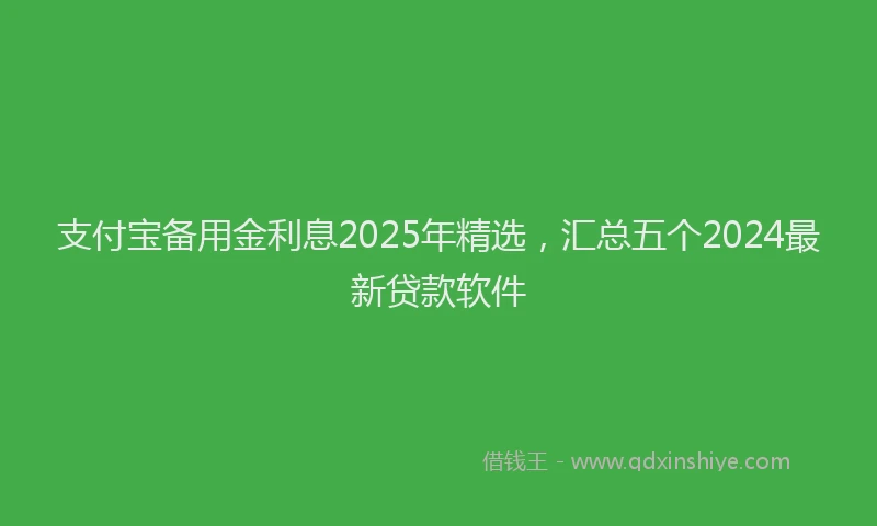 支付宝备用金利息2025年精选，汇总五个2024最新贷款软件