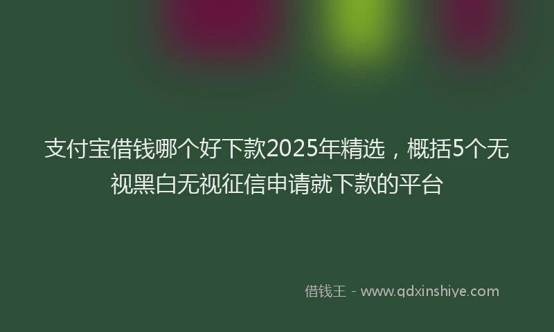 支付宝借钱哪个好下款2025年精选，概括5个无视黑白无视征信申请就下款的平台