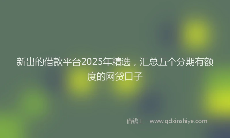 新出的借款平台2025年精选，汇总五个分期有额度的网贷口子