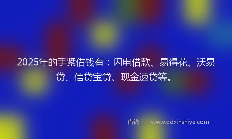 2025年的手紧借钱有：闪电借款、易得花、沃易贷、信贷宝贷、现金速贷等。