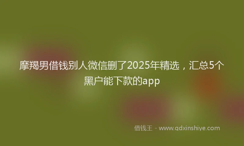 摩羯男借钱别人微信删了2025年精选，汇总5个黑户能下款的app