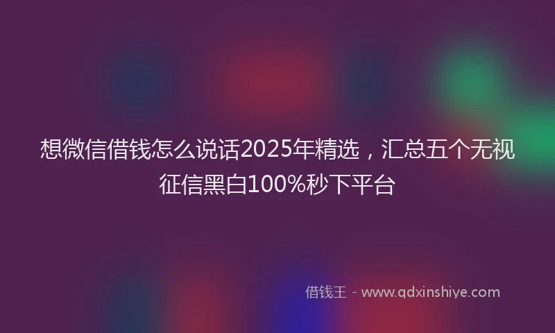 想微信借钱怎么说话2025年精选，汇总五个无视征信黑白100%秒下平台