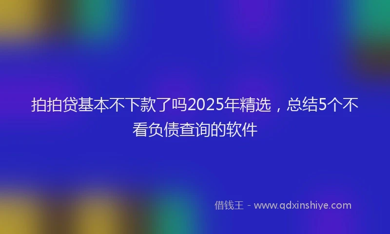 拍拍贷基本不下款了吗2025年精选，总结5个不看负债查询的软件