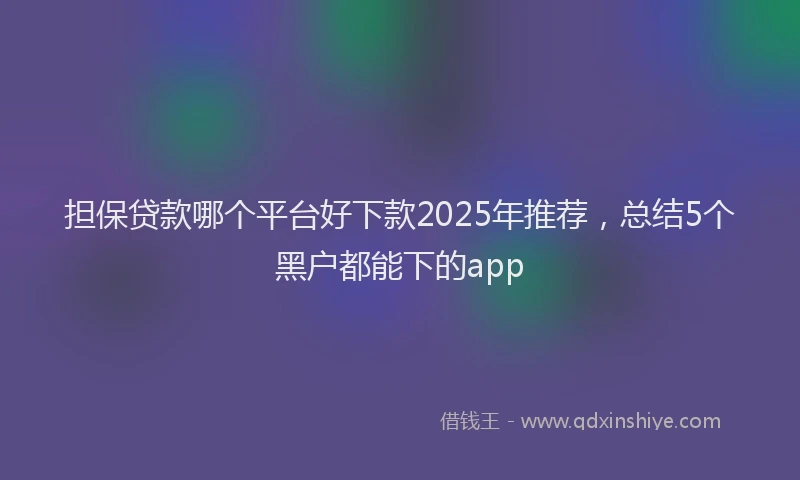 担保贷款哪个平台好下款2025年推荐，总结5个黑户都能下的app