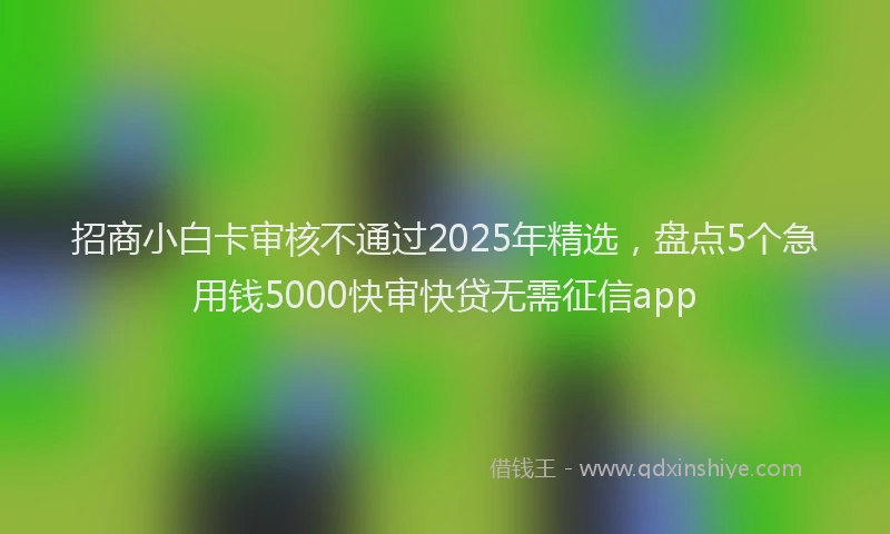 招商小白卡审核不通过2025年精选，盘点5个急用钱5000快审快贷无需征信app
