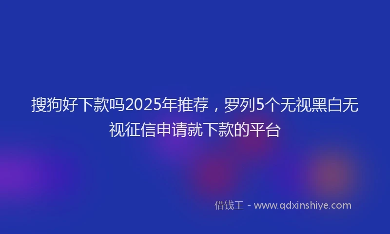 搜狗好下款吗2025年推荐，罗列5个无视黑白无视征信申请就下款的平台